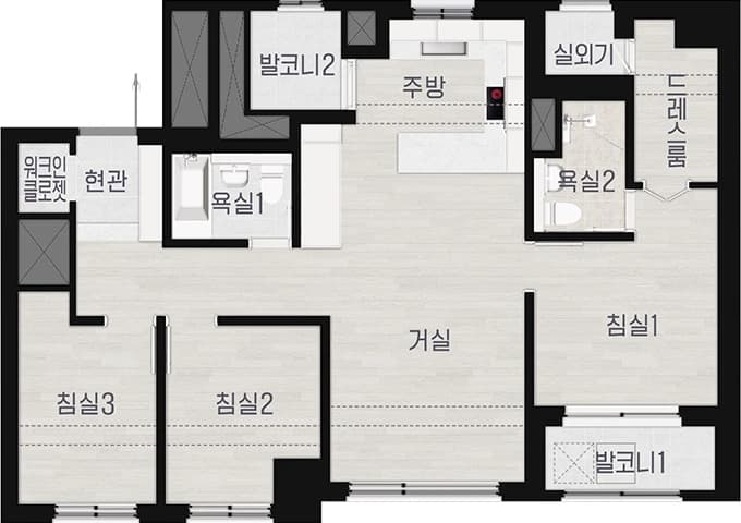 퀸즈이즈카운티 61 타입 평면도
