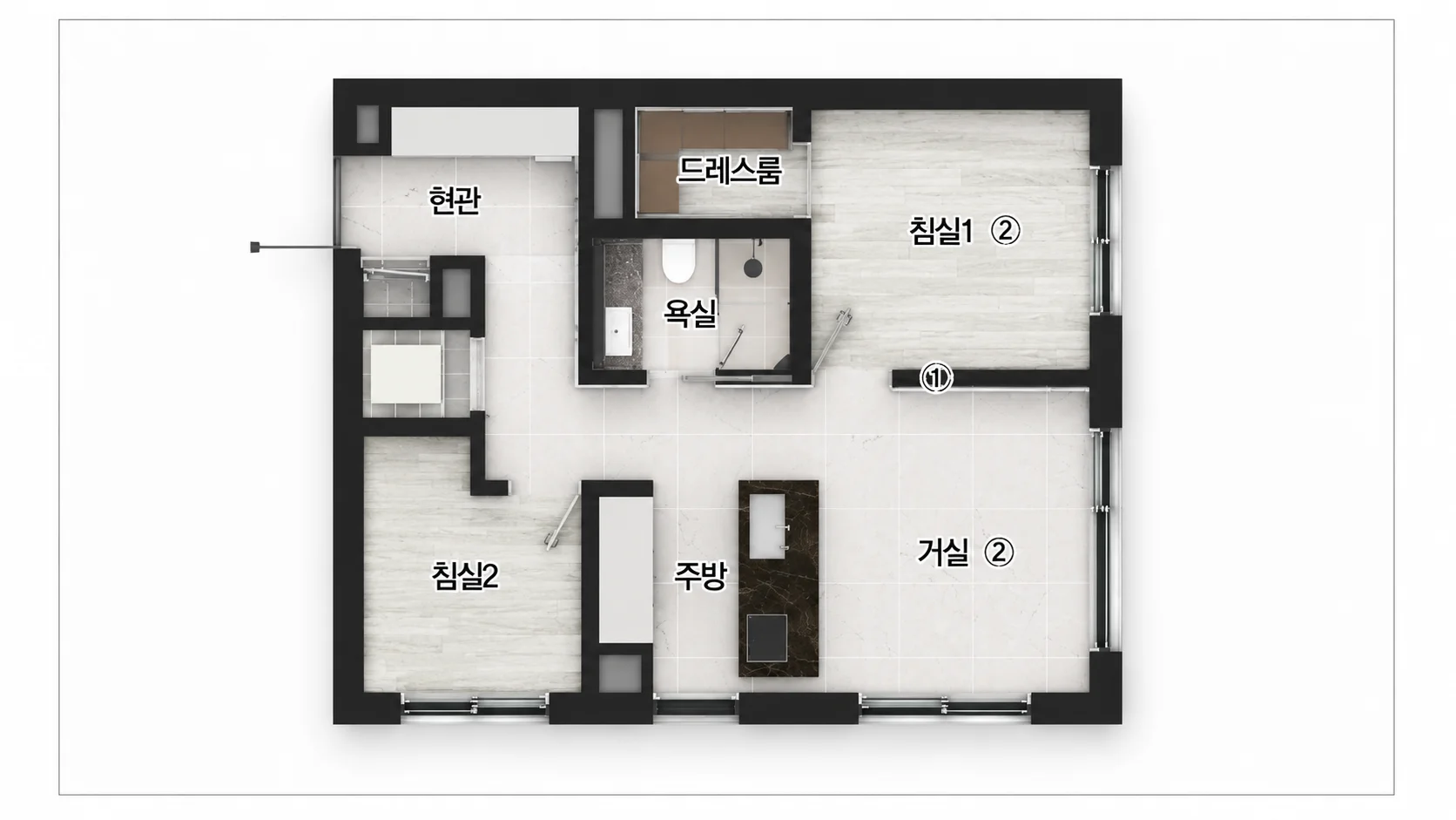 사평대로12 반포 오피스텔 59A 타입 평면도 - 서초 방배동 반포 생활권 오피스텔 분양