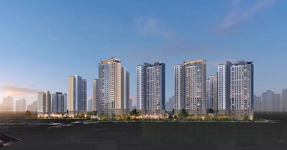 백석시그니처자이 조감도 - 지상 28층 13개동 1,174세대 단지 전경