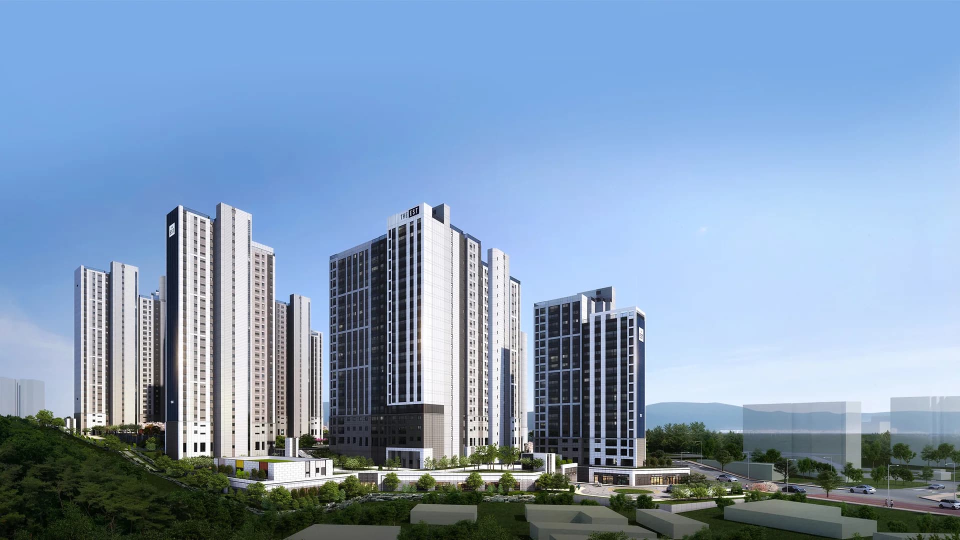 춘천 동문 디 이스트 어반포레 조감도 - 춘천 동면 만천리 6개동 아파트