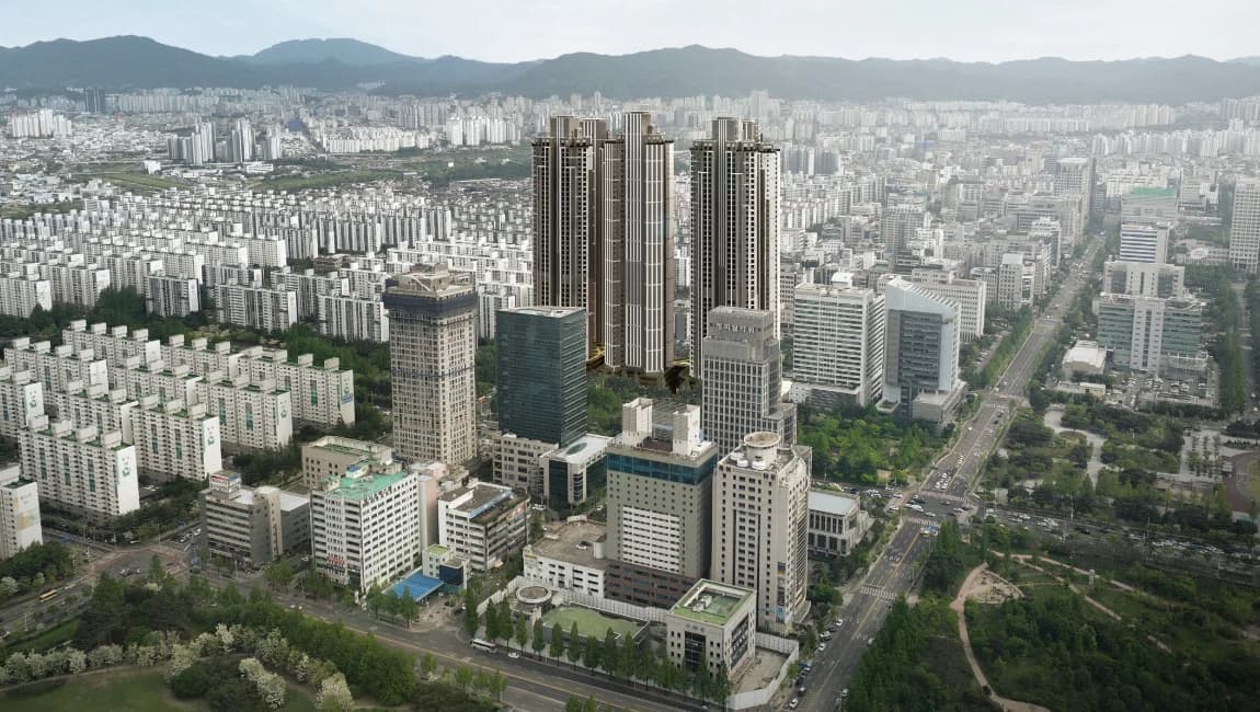 그랑 르피에드 조감도 - 둔산 도심 한가운데 들어서는 다섯 개 주동