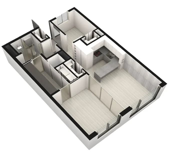 동탄역 헤리움 센트럴 1차 59B 입체 평면(3D)