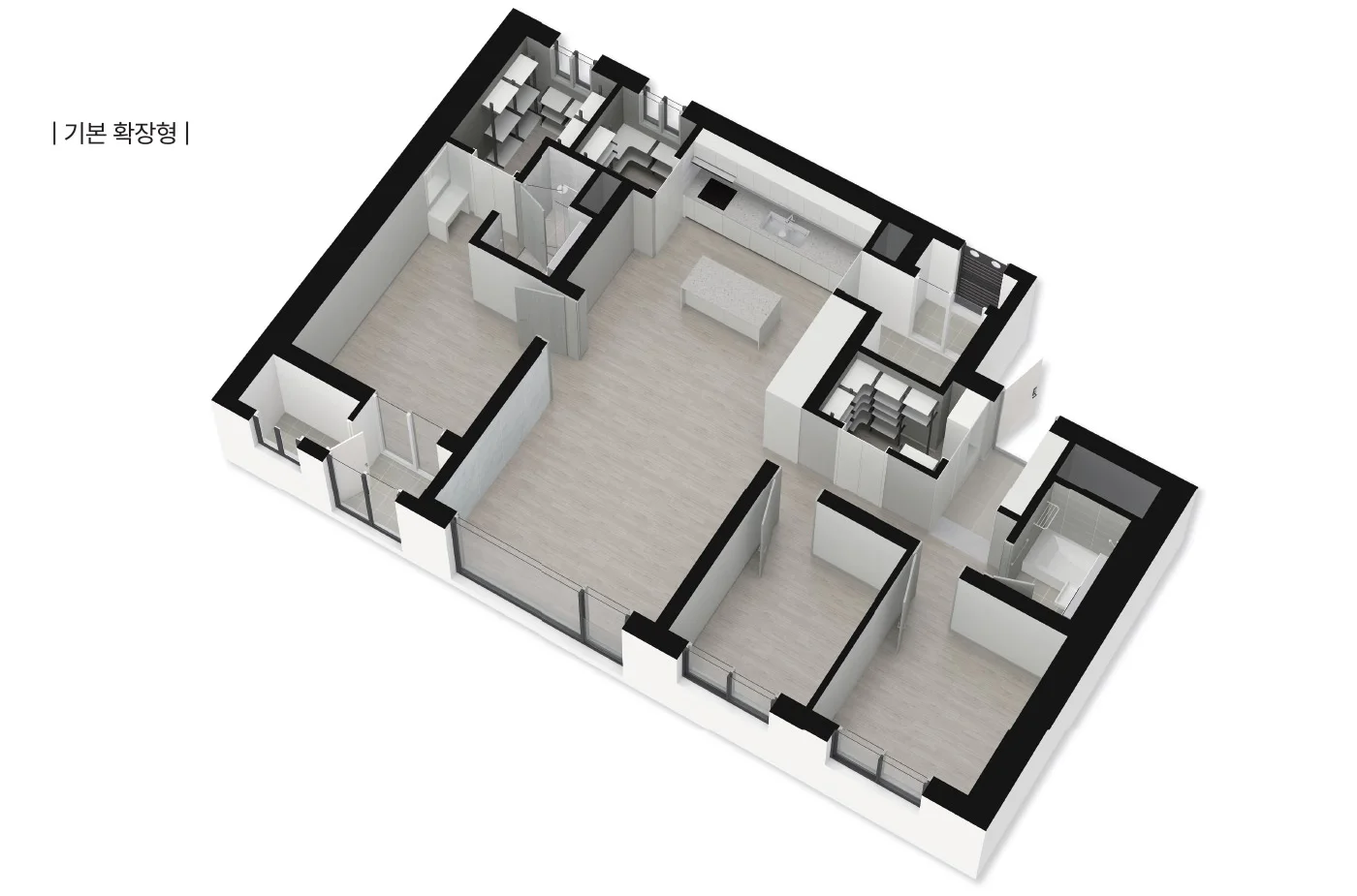 효성해링턴 플레이스 군산 84A 타입 입체 평면(3D, 기본 확장형)