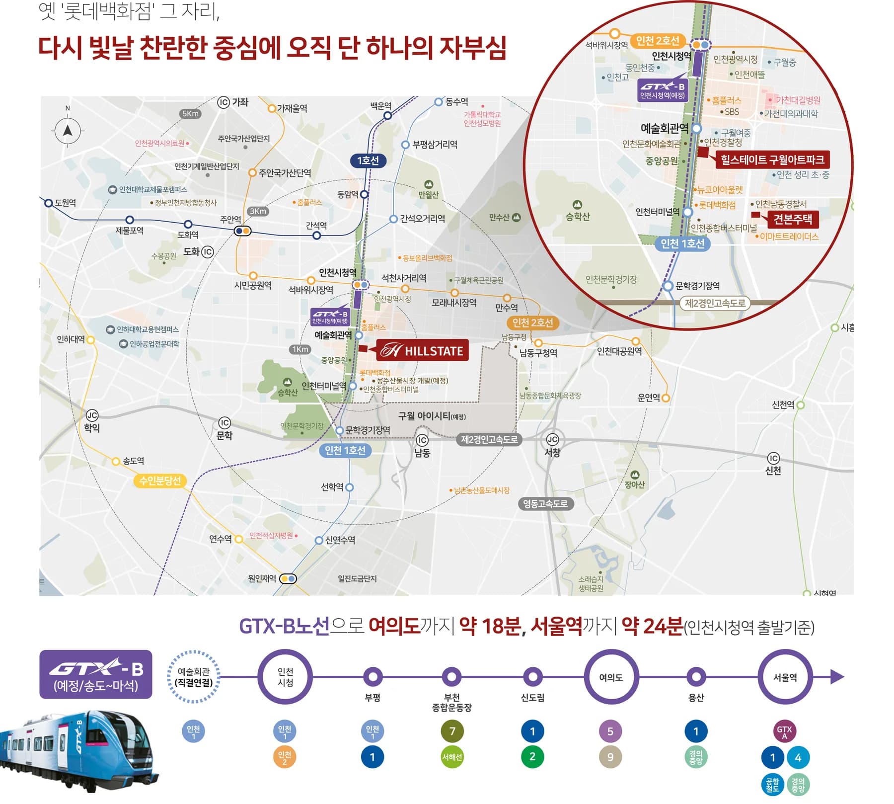 힐스테이트 구월아트파크 위치 안내도 - 예술회관역·인천시청역 일대 교통과 생활 인프라