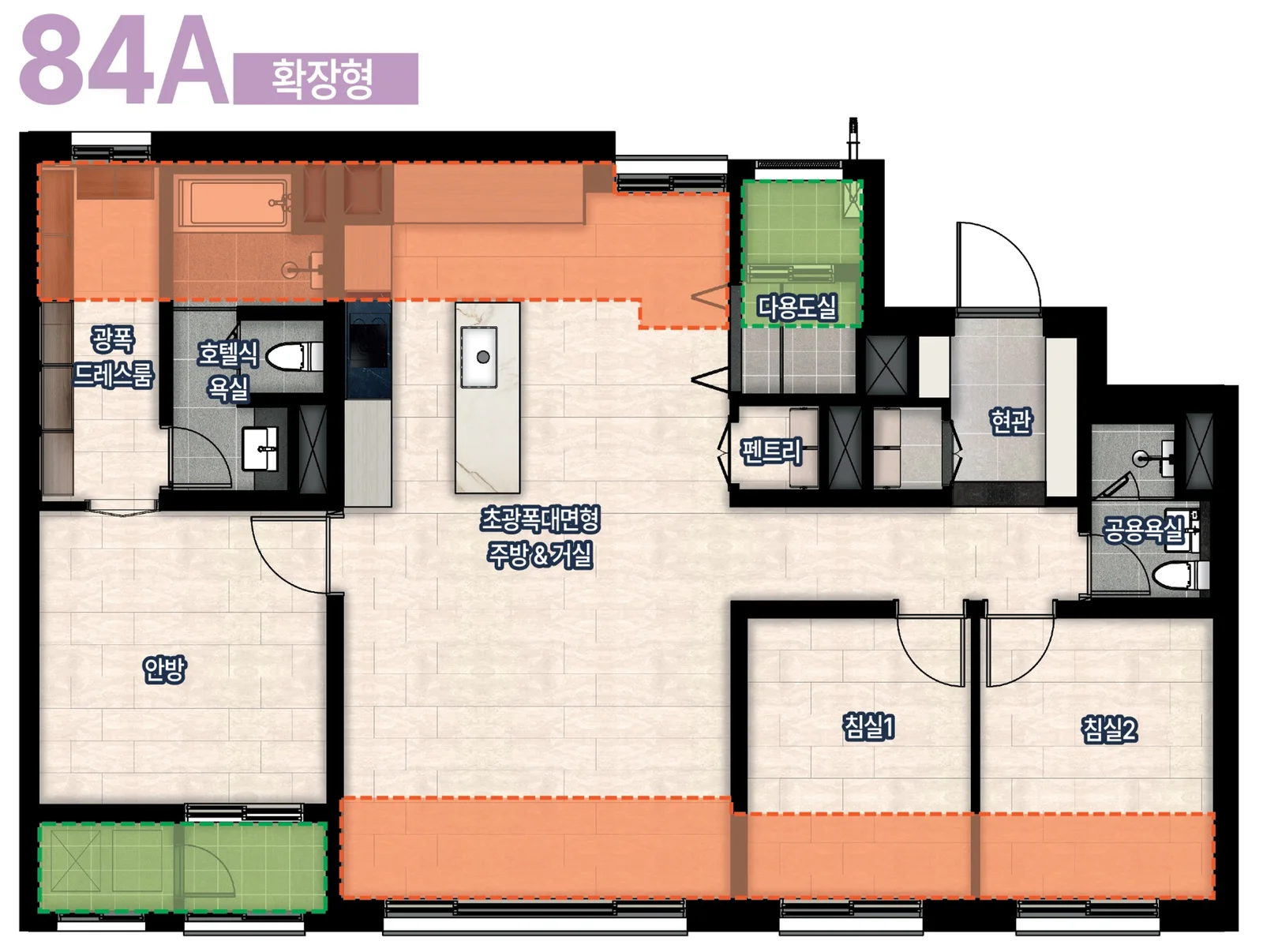 아르티엠 라 테라스 84A 타입 평면도