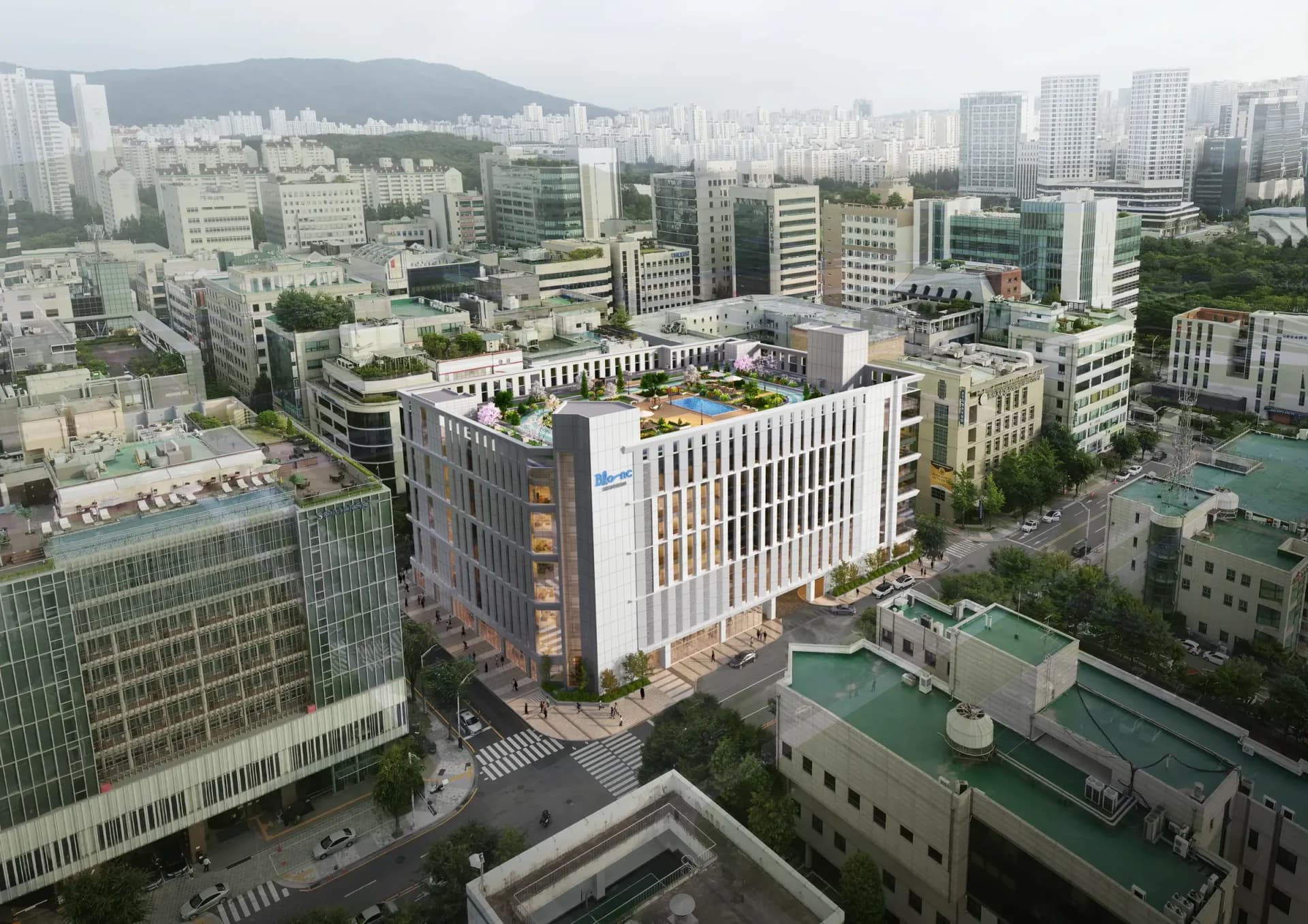 라포르테 블랑 서현 조감도 — 서현동 업무지구 사이에 선 지상 8층 건물과 옥상 루프탑 가든