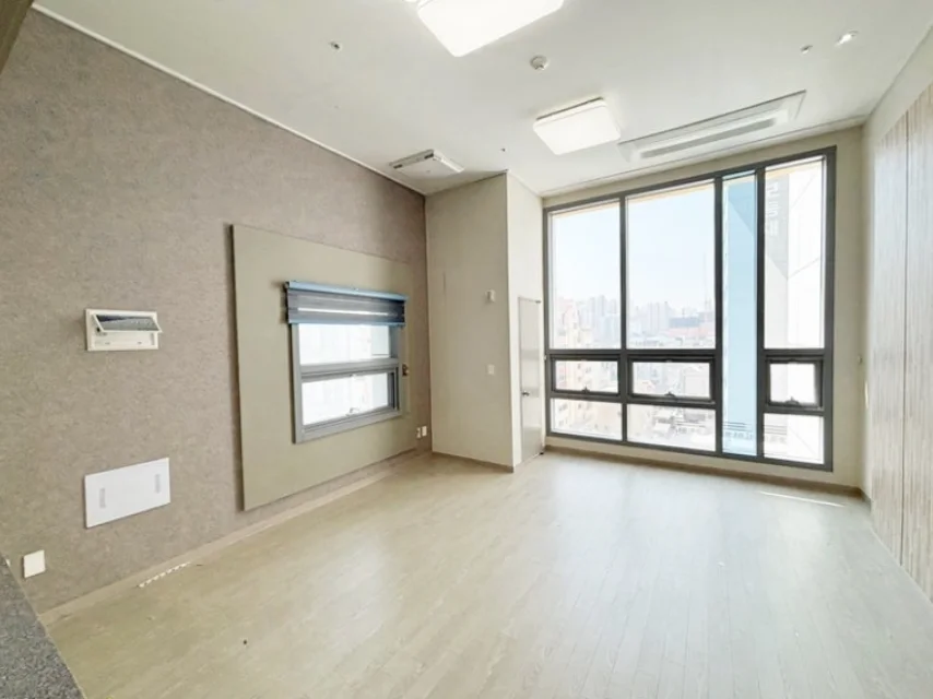 울산 시청 휴먼블루드빌 실제 세대 - 고층 호실 거실 창 너머로 보이는 신정동 시가지