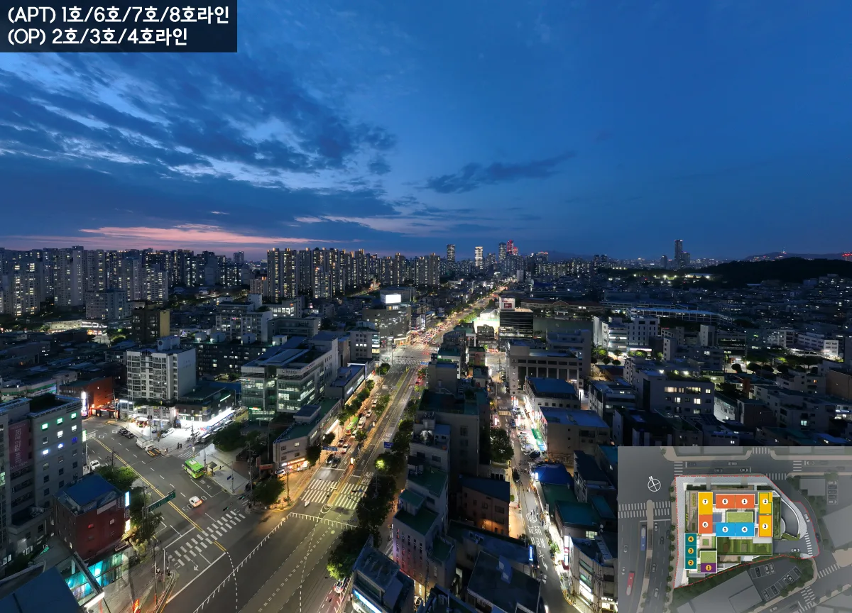 동작 보라매역 프리센트 20층 북서향 실제 조망 - 아파트 1·6·7·8호 · 오피스텔 2·3·4호 라인