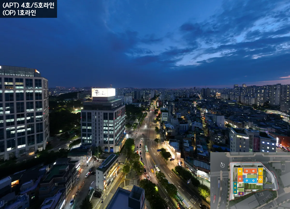 동작 보라매역 프리센트 20층 남서향 실제 조망 - 아파트 4·5호 · 오피스텔 1호 라인