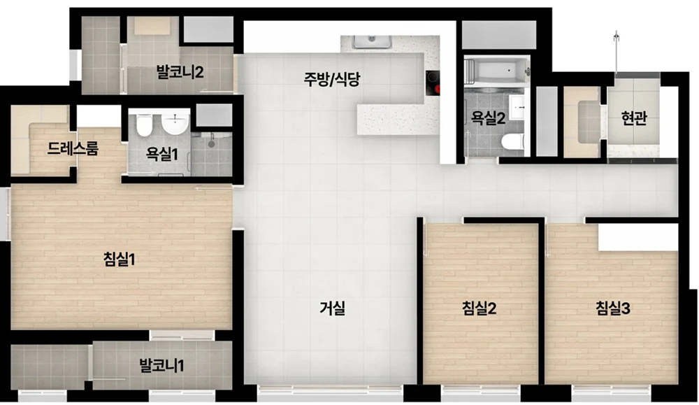서면 경남아너스빌 엔테로까사 84A 타입 평면도