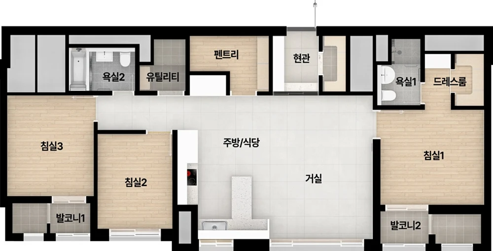 서면 경남아너스빌 엔테로까사 84B 타입 평면도