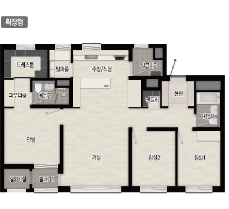 익산 중흥S-클래스 퍼스트파크 74A 타입 평면도