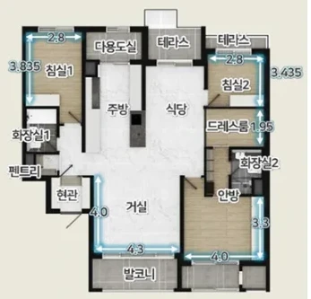 제주 엘리프 애월 110B 타입 평면도