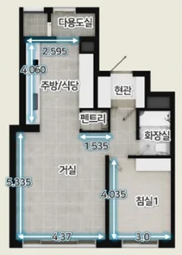제주 엘리프 애월 52 타입 평면도