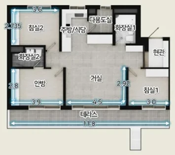 제주 엘리프 애월 68 타입 평면도