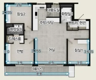 제주 엘리프 애월 76 타입 평면도
