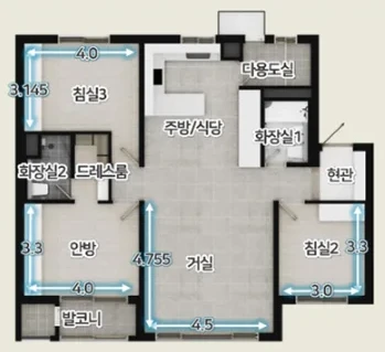 제주 엘리프 애월 84A 타입 평면도