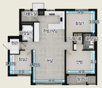 제주 엘리프 애월 84F 타입 평면도